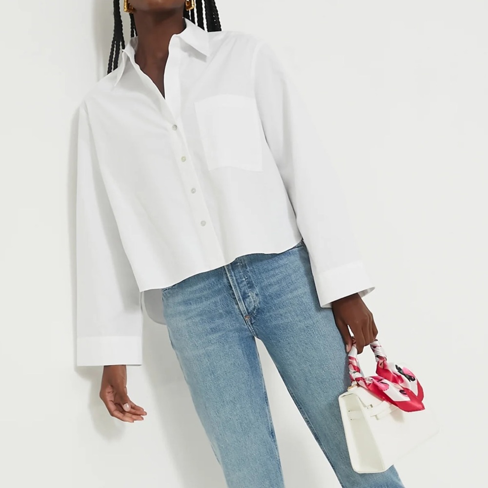 White Mara Cropped Button Down - Picture 2 of 11